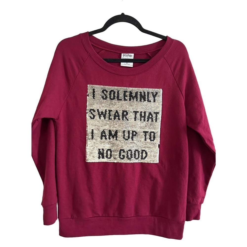 HARRY POTTER Flip Sequin Sweatshirt Marauders Map Mischief - Juniors Medium